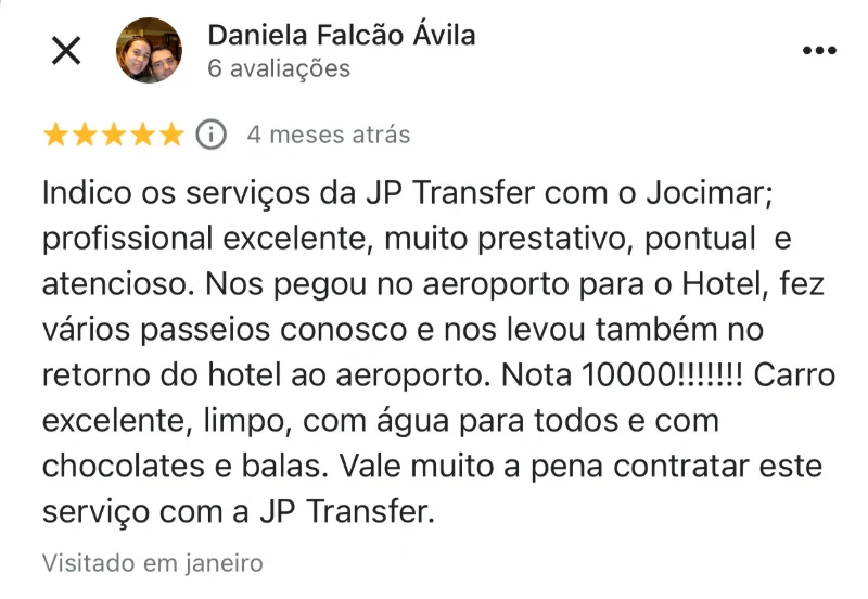 Avaliação de cliente no Google