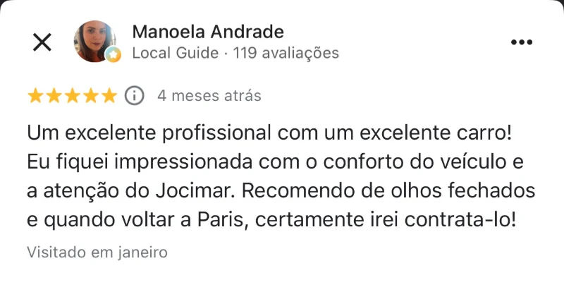 Avaliação de cliente no Google